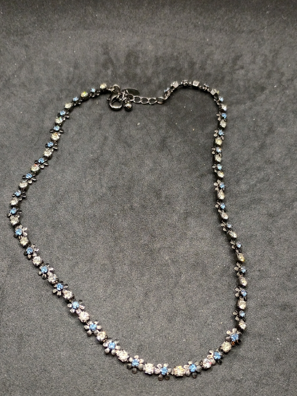 Express Blue and Clear Floral Crystal Necklace